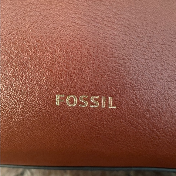 Fossil Parker embroidered leather brown satchel handbag - Picture 7 of 15